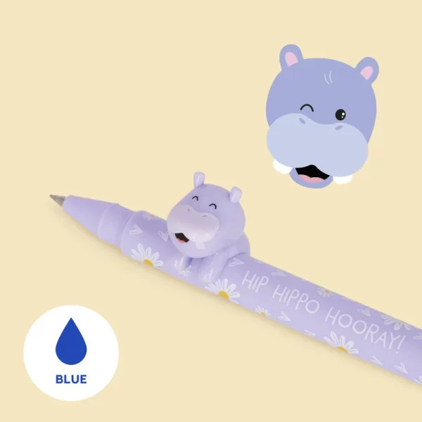 Gelstift „Lovely Friends Hippo“ – Legami | Azurblaue Tinte, 0,5 mm, nachfüllbar