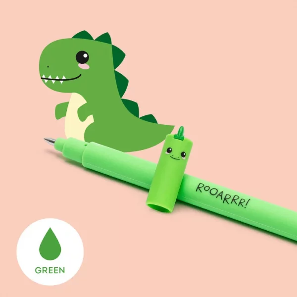 Legami Löschbarer Gelstift „Dino“ – Grün & radierbar