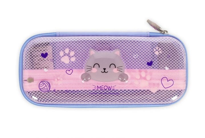 Legami Federmäppchen „Wonderwow – Kitty“: PET-Hardcase mit Netzfach, 23×11×5 cm, Reißverschluss, CE-zertifiziert, süßes Katzen-Design.