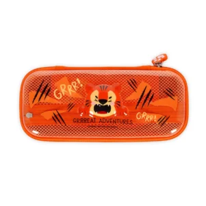 Hardcase Federmäppchen mit Tiger-Motiv – geöffnet mit Innenfächern