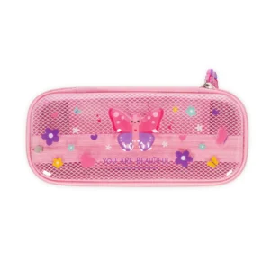 Hardcase Federmäppchen mit Butterfly-Motiv von Legami – geöffnet mit Innenfächern