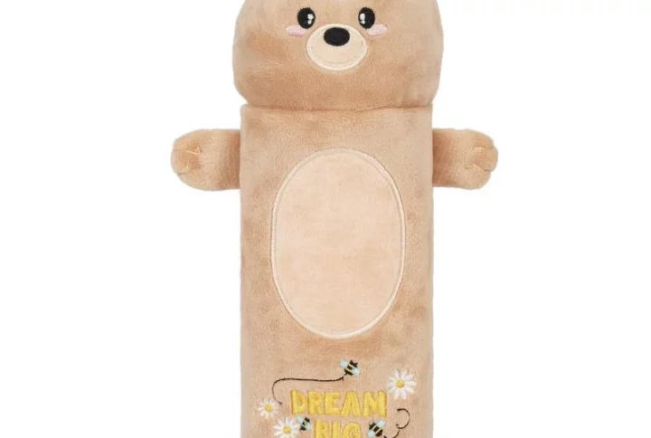 Legami Federmäppchen Super Soft Teddy Bear – plüschiges Mäppchen, beige, CE-zertifiziert, 21x10x6 cm“
