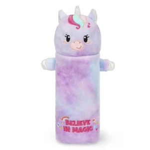 Legami Federmäppchen „Super Soft! – Unicorn“ aus weichem Polyester-Plüsch, steht selbstständig, weiß mit pastellfarbener Mähne, Reißverschluss oben.