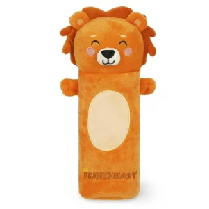 Legami Federmäppchen „Super Soft! – Lion“ aus weichem Polyester-Plüsch, orange/beige, steht selbstständig, Reißverschluss oben, CE-zertifiziert.