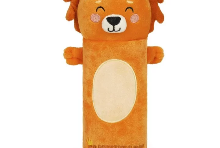 Legami Federmäppchen „Super Soft! – Lion“ aus weichem Polyester-Plüsch, orange/beige, steht selbstständig, Reißverschluss oben, CE-zertifiziert.