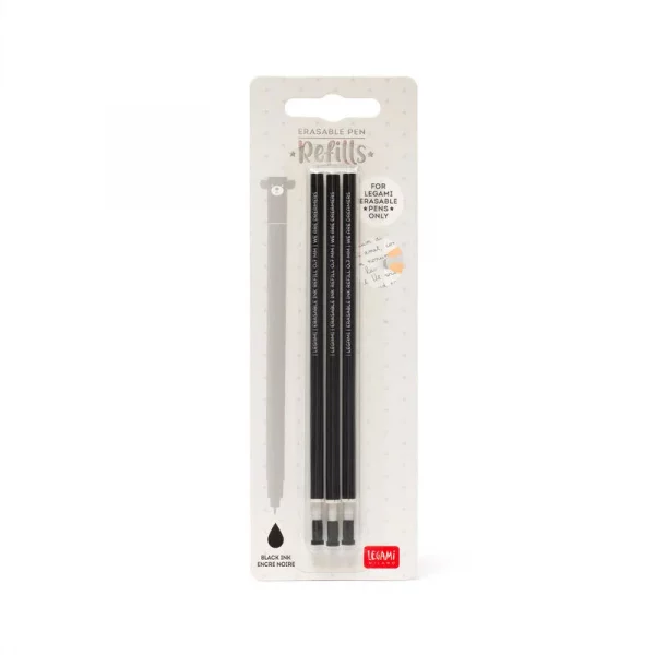 Legami Ersatzminen (3 St.) – für löschbare Gelstifte, Schwarz, 0,7 mm