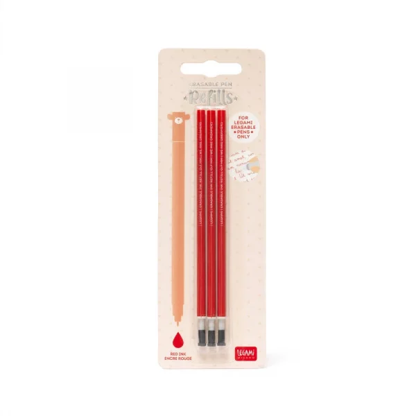 Legami Ersatzminen Rot – 3er-Set für löschbare Gelstifte (0,7 mm, radierbar)