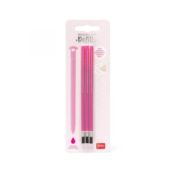 Legami Ersatzminen Pink – 3er-Set für löschbare Gelstifte (0,7 mm, radierbar)
