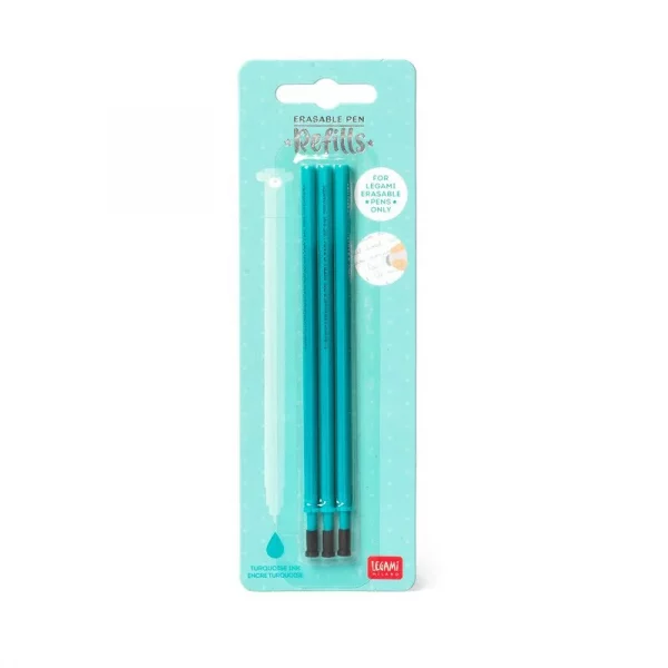 Legami Ersatzminen Türkis – 3er-Set für löschbare Gelstifte (0,7 mm, radierbar)