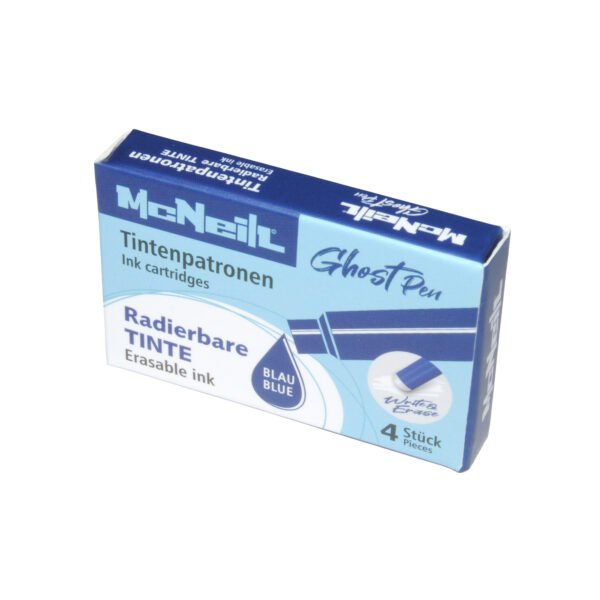 McNeill Ghost Pen Tintenpatronen – 4er Pack Blau (radierbare Spezialtinte)
