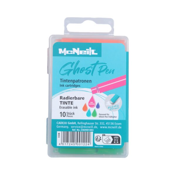 McNeill Ghost Pen – 10er Pack Tintenpatronen Bunt (radierbare Spezialtinte)